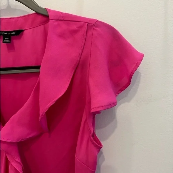Banana Republic Pink Ruffled Wrap Blouse - Picture 9 of 9